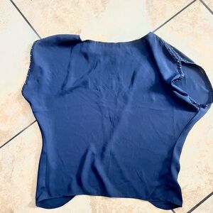 Elegant Navy Blue Women's Top Size Small